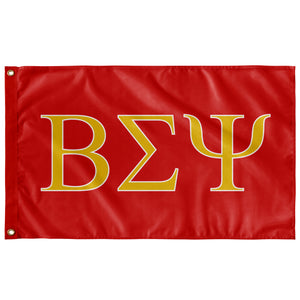 Beta Sigma Psi Fraternity Flag - Cardinal Red, Gold & White