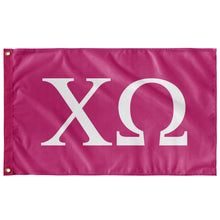 Load image into Gallery viewer, Chi Omega Sorority Flag - Barbie Pink &amp; White