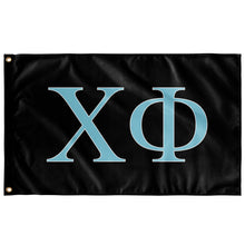 Load image into Gallery viewer, Chi Phi Fraternity Flag - Black, Aqua &amp;  White