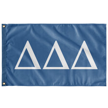 Load image into Gallery viewer, Delta Delta Delta Sorority Flag - Columbia Blue &amp; White