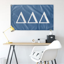 Load image into Gallery viewer, Delta Delta Delta Sorority Flag - Columbia Blue &amp; White