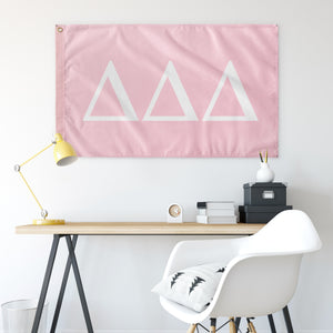 Delta Delta Delta Sorority Flag - Pastel Pink & White