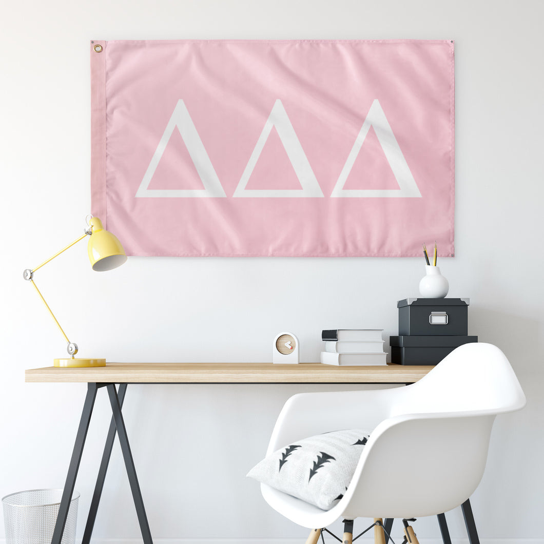 Delta Delta Delta Sorority Flag - Pastel Pink & White