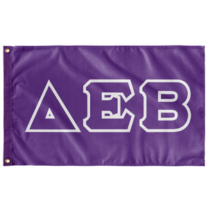 Delta Epsilon Beta Greek Block Flag - Grape & White