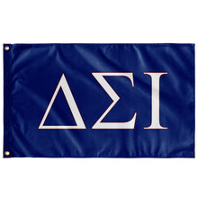 Load image into Gallery viewer, Delta Sigma Iota Fraternity Flag - Royal, White &amp; Foliage Rose