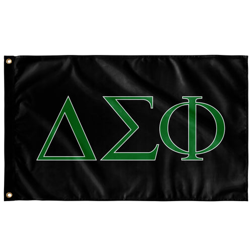 Delta Sigma Phi Fraternity Flag - Black, Nile Green & White
