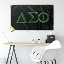 Load image into Gallery viewer, Delta Sigma Phi Fraternity Flag - Black, Nile Green &amp; White