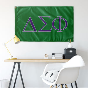 Delta Sigma Phi Fraternity Flag - Nile Green, Royal Purple & White