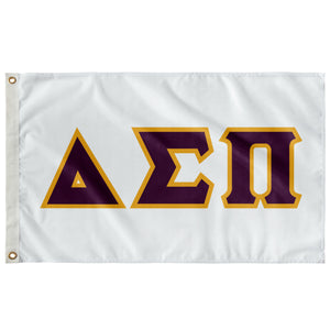 Delta Sigma Pi Greek Block Flag - White, Dark Current & Light Gold