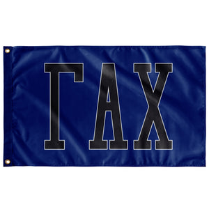 Gamma Alpha Chi Collegiate Block Greek Flag - Royal, Whale Grey & White