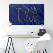 Load image into Gallery viewer, Gamma Alpha Chi Collegiate Block Greek Flag - Royal, Whale Grey &amp; White