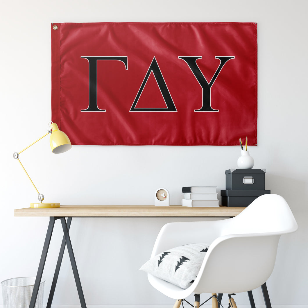 Gamma Delta Upsilon Fraternity Flag - Red, Black & White