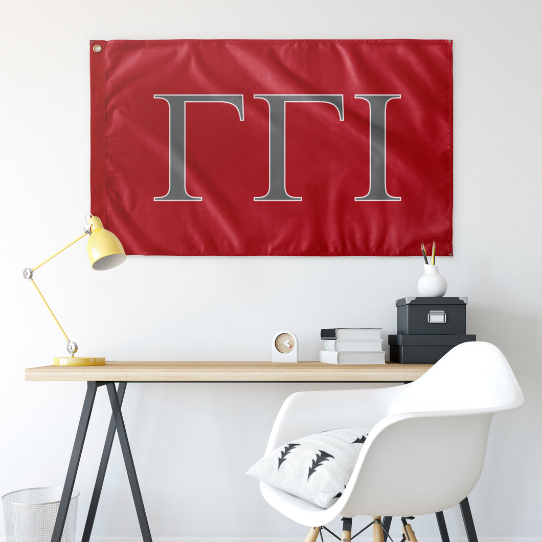 Gamma Gamma Iota Fraternity Flag - Red, Silver Grey & White