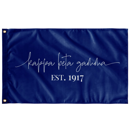 Kappa Beta Gamma Sorority Script Flag - Royal & White