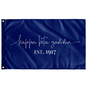 Kappa Beta Gamma Sorority Script Flag - Royal & White
