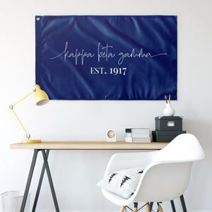 Kappa Beta Gamma Sorority Script Flag - Royal & White