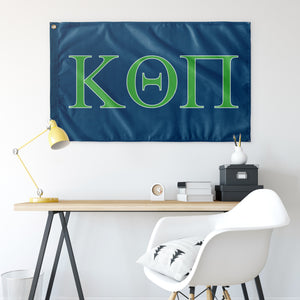Kappa Theta Pi Fraternity  Flag - Colonial Blue, Bright Green & White