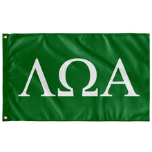 Load image into Gallery viewer, Lambda Omega Alpha Fraternity Flag - Kelly &amp; White