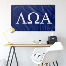 Load image into Gallery viewer, Lambda Omega Alpha Fraternity Flag - Royal &amp; White