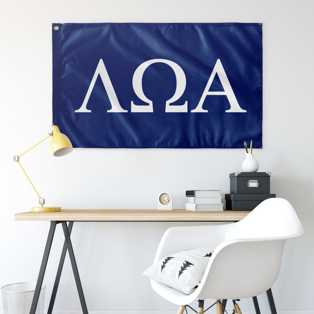 Lambda Omega Alpha Fraternity Flag - Royal & White