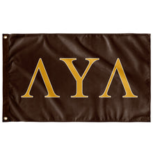 Load image into Gallery viewer, Lambda Upsilon Lambda Fraternity Flag - Chocolate Brown, Light Gold &amp; White
