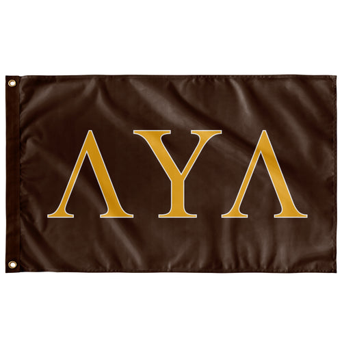 Lambda Upsilon Lambda Fraternity Flag - Chocolate Brown, Light Gold & White