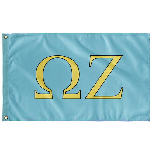 Omega Zeta Sorority Flag - Aqua, Lemon Yellow & Black
