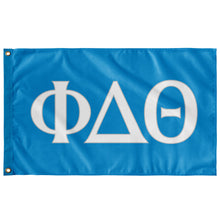 Load image into Gallery viewer, PHI DELTA THETA FRATERNITY FLAG - BRIGHT BLUE, WHITE &amp; SILVER