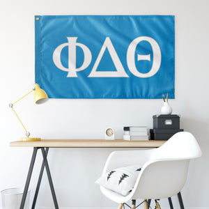 Phi Delta Theta Fraternity Flag - Bright Blue, White & Silver - 2