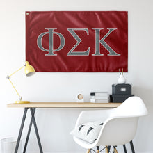 Load image into Gallery viewer, Phi Sigma Kappa Fraternity Flag - Cardinal, Silver &amp; White