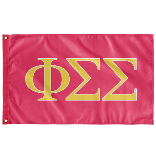 Phi Sigma Sigma Sorority Flag - Pink, Yellow & White