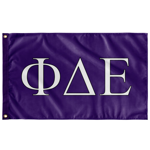 Phi Delta Epsilon Fraternity Flag - Purple, White & Black