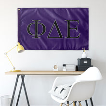 Load image into Gallery viewer, Phi Delta Epsilon Fraternity Flag - Purple, Black &amp; White