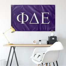 Load image into Gallery viewer, Phi Delta Epsilon Fraternity Flag - Purple, White &amp; Black