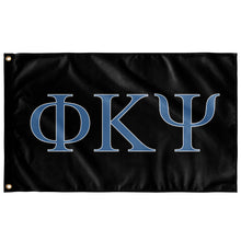 Load image into Gallery viewer, Phi Kappa Psi Fraternity Flag - Black, Columbia Blue &amp; White