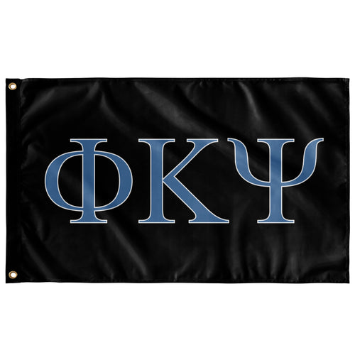 Phi Kappa Psi Fraternity Flag - Black, Columbia Blue & White
