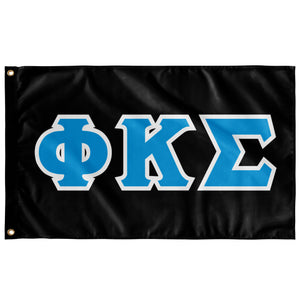 Phi Kappa Sigma Greek Block Flag - Black, Turquoise & White