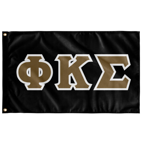 Phi Kappa Sigma Greek Block Flag - Black, Old Gold & White