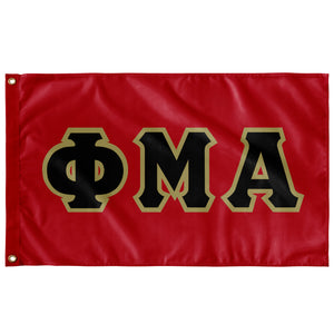 Phi Mu Alpha Greek Block Flag - Red, Black & Vegas Gold