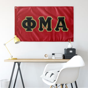 Phi Mu Alpha Greek Block Flag - Red, Black & Vegas Gold