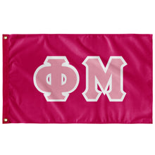 Load image into Gallery viewer, Phi Mu Greek Block Flag - Bright Pink, Pink &amp; White
