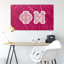Load image into Gallery viewer, Phi Mu Greek Block Flag - Bright Pink, Pink &amp; White