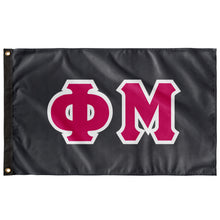 Load image into Gallery viewer, Phi Mu Greek Block Flag - Charcoal, Bright Pink &amp; White