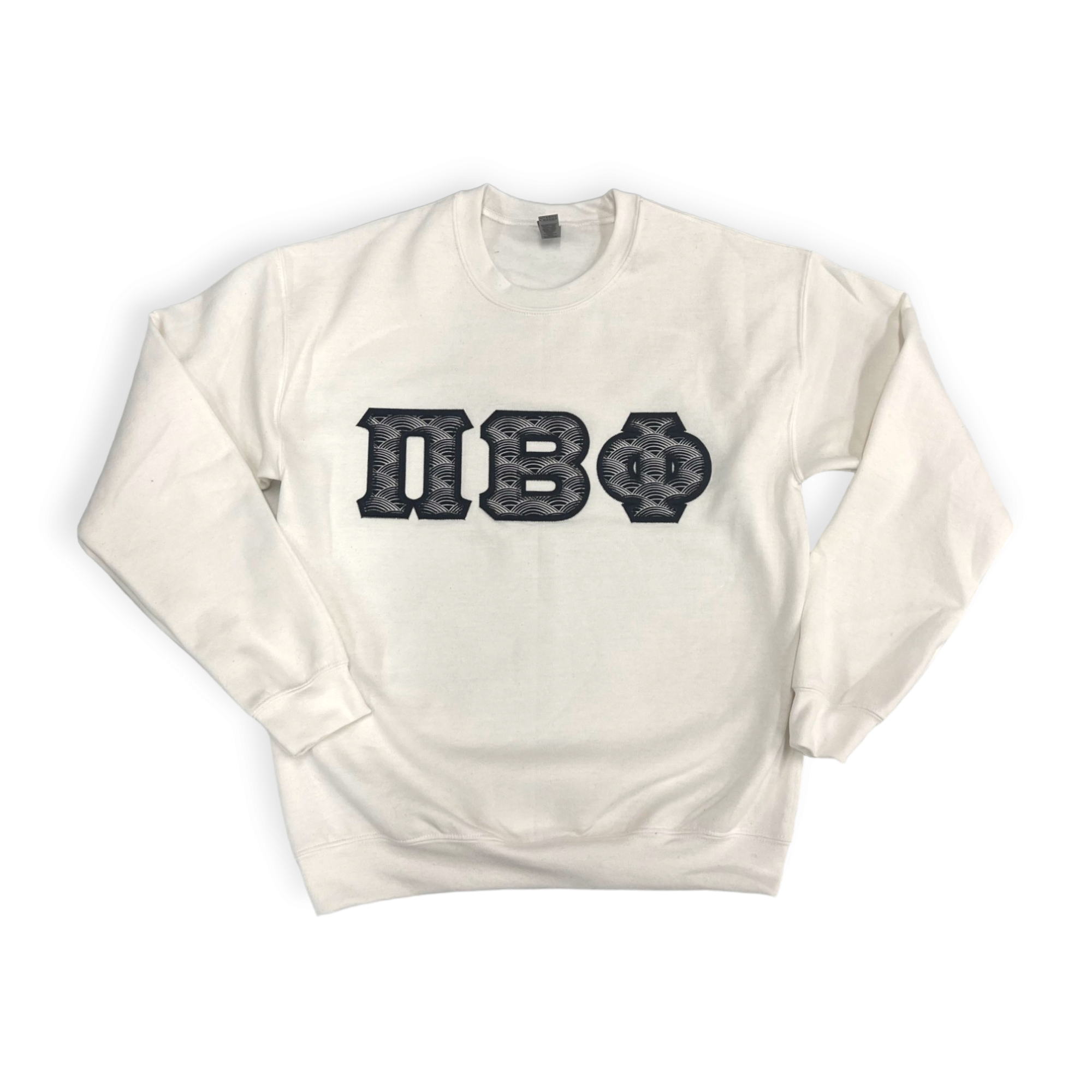Pi Beta Phi Sorority Lettter Sweatshirt White, Evening Rainbow Black