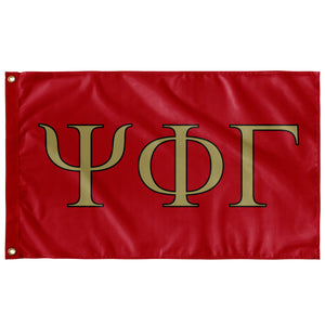Psi Phi Gamma Fraternity Flag - Red, Vegas Gold & Black