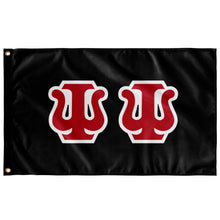Load image into Gallery viewer, Psi Psi Greek Block Flag - Black, Red &amp; White