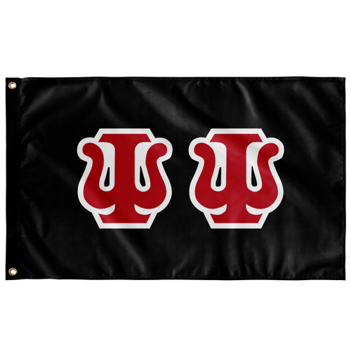 Psi Psi Greek Block Flag - Black, Red & White