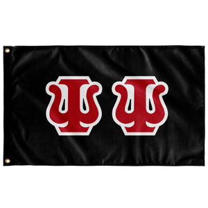 Psi Psi Greek Block Flag - Black, Red & White