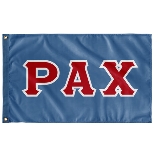 Rho Alpha Chi Greek Block Flag - Columbia Blue, Red & White