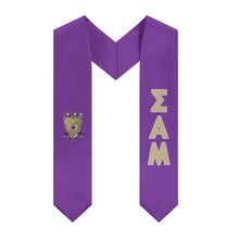 Load image into Gallery viewer, SAM Graduation Stole With Coat Of Arms - Purple, Gold &amp; White